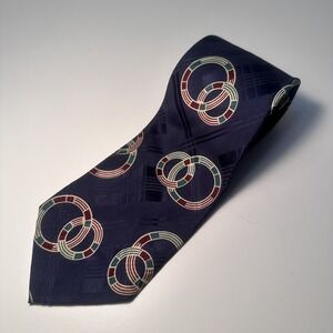 Polo Ralph Lauren Silk Neck Tie Blue with Color Circle USA Length 56" Width 3.5"